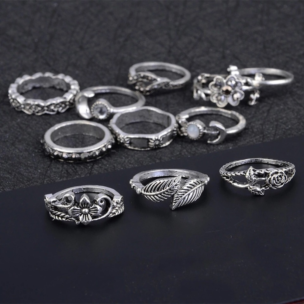 Vintage Boho Style Stackable Midi Rings Set - Picture 4 of 4